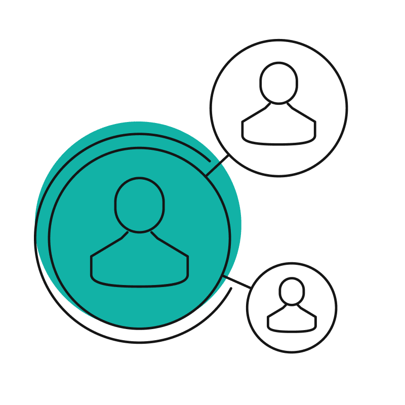 Pictogram of people connected 